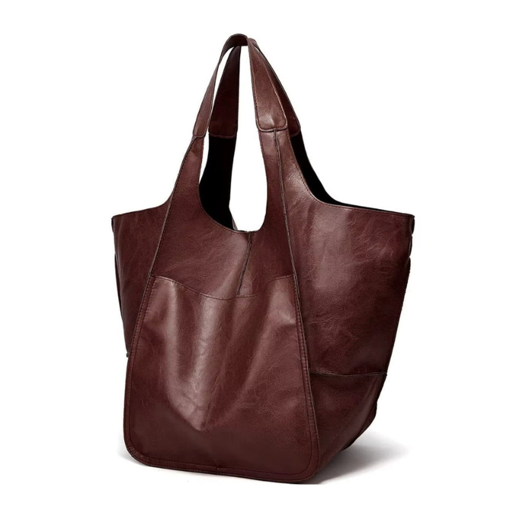 Grote Oversized Veganleren Tote Bag Dames - Espresso