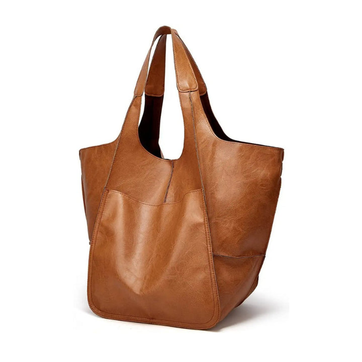 Grote Oversized Veganleren Tote Bag Dames - Kastanie