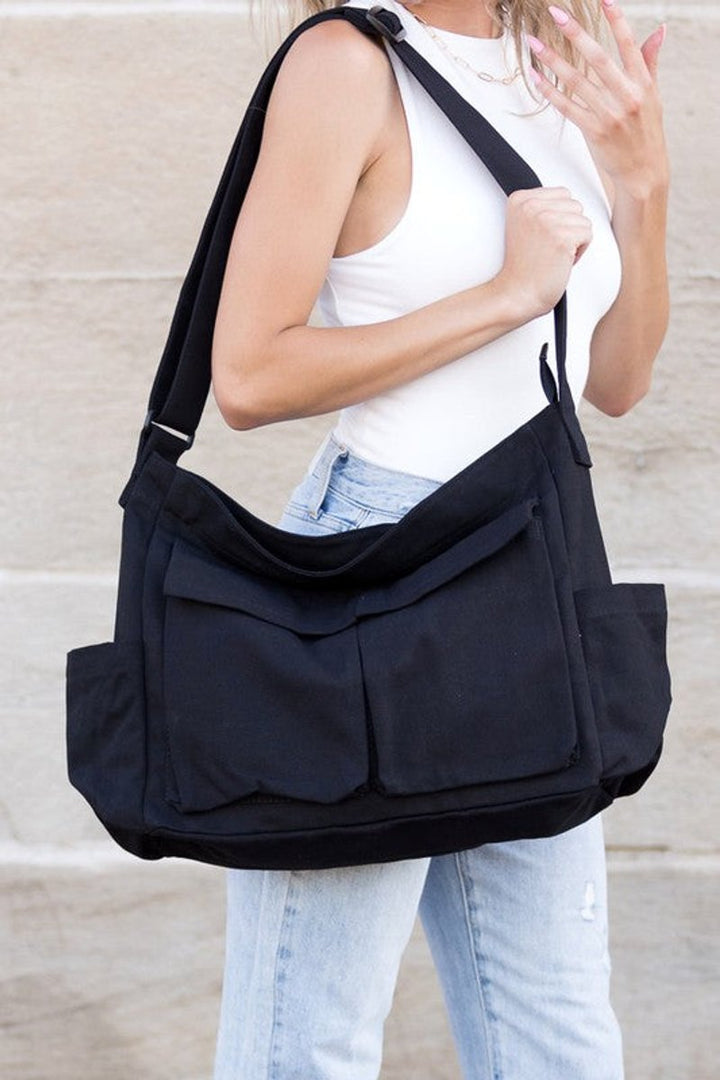 Grote Oversized Zwarte Canvas Tote Bag Dames Schoudertas