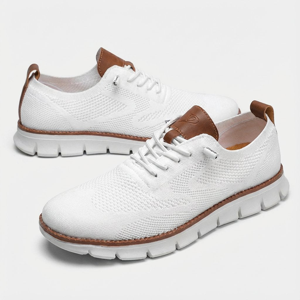 Heren Ademende Mesh Casual Sneakers met Veters - Blanco