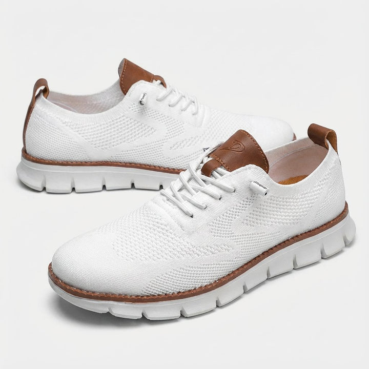 Heren Ademende Mesh Casual Sneakers met Veters - Blanco