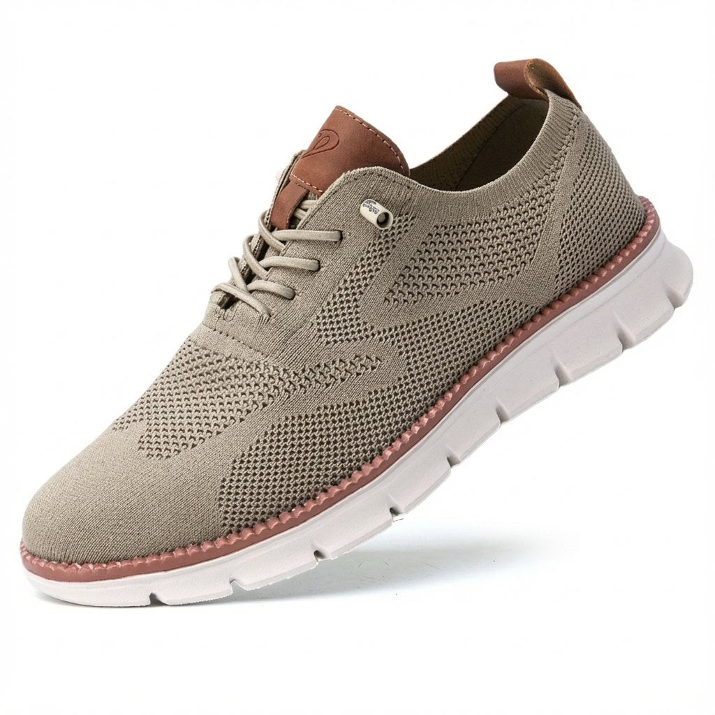 Heren Ademende Mesh Casual Sneakers met Veters - Caqui