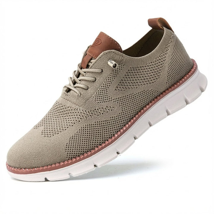 Heren Ademende Mesh Casual Sneakers met Veters - Caqui