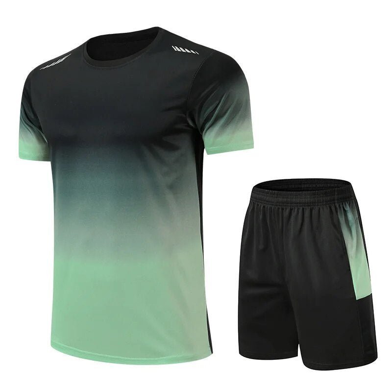 Heren Ademende Sneldrogende Sportset T-Shirt Shorts Activewear - Groen
