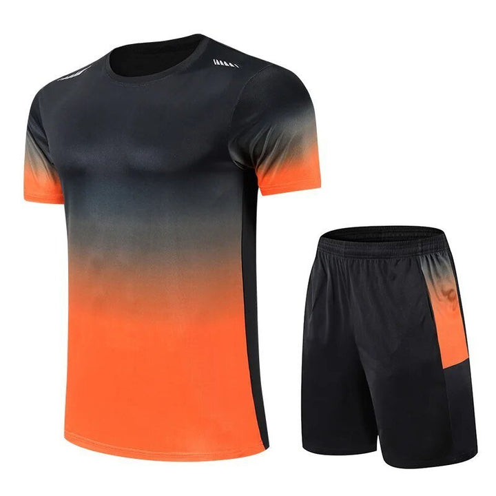 Heren Ademende Sneldrogende Sportset T-Shirt Shorts Activewear - Oranje