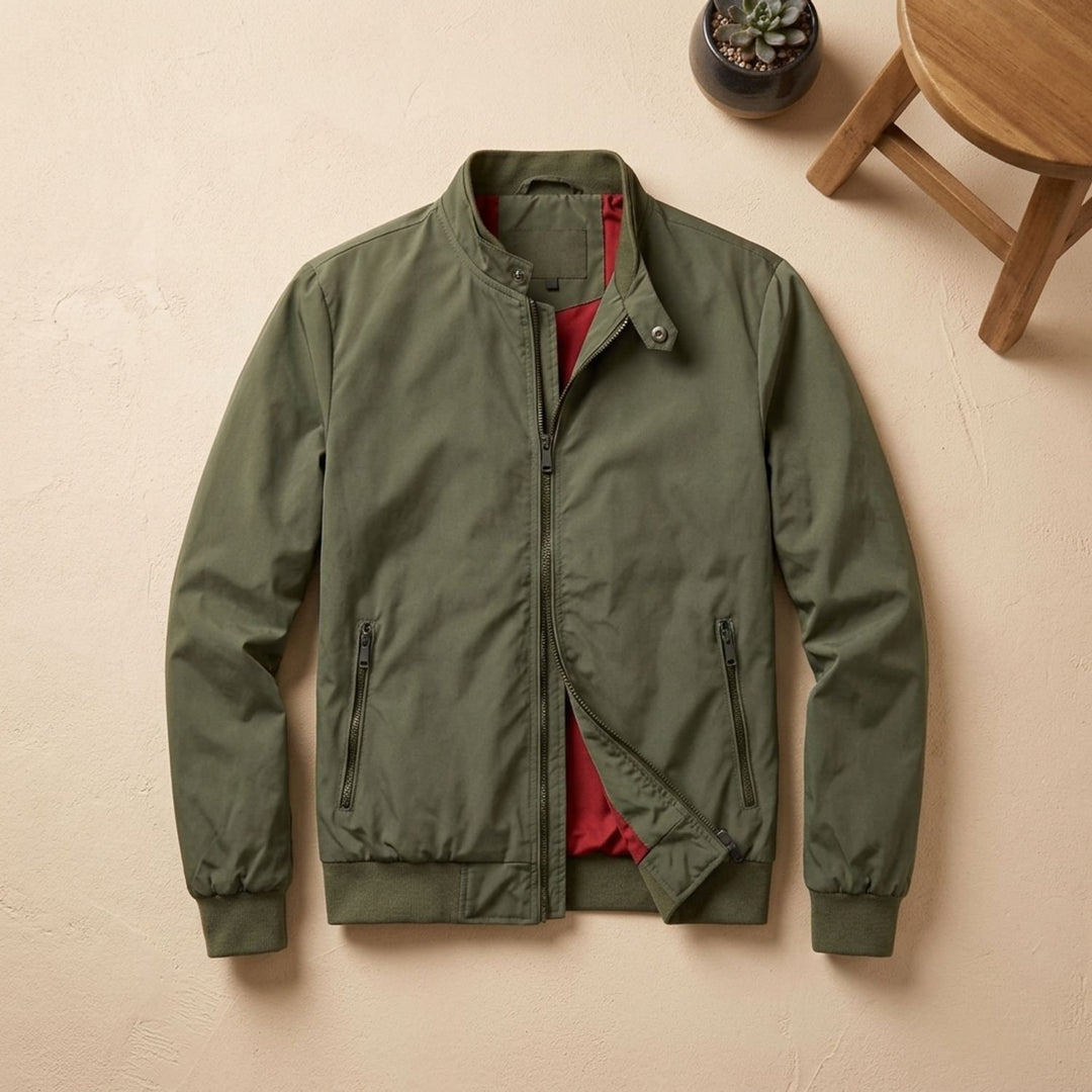 Heren Bomber Winterjas Staande Kraag Gouden Voering Ritssluiting - Groen