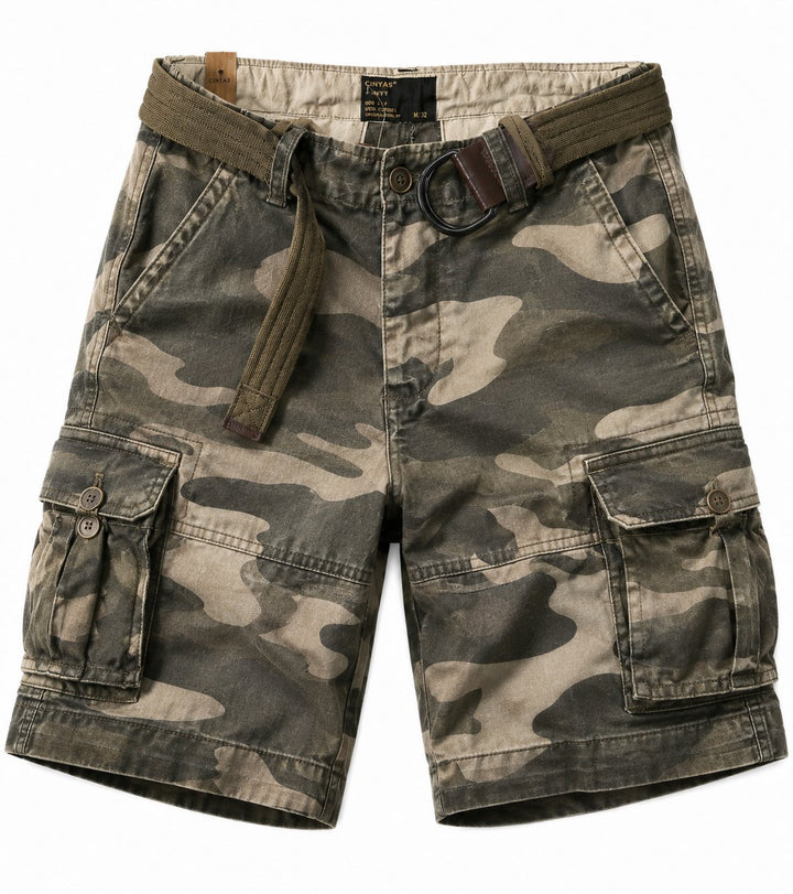 Heren Camouflage Relaxed-Fit Cargo Short Bermuda - Dunkles Camo