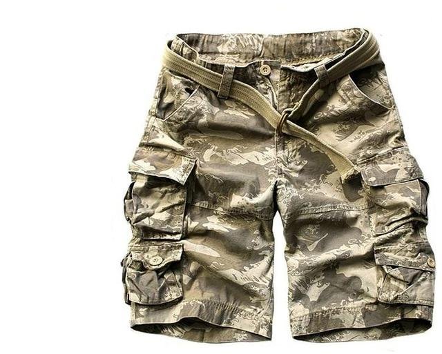 Heren Camouflage Relaxed-Fit Cargo Short Bermuda - Khaki Camo