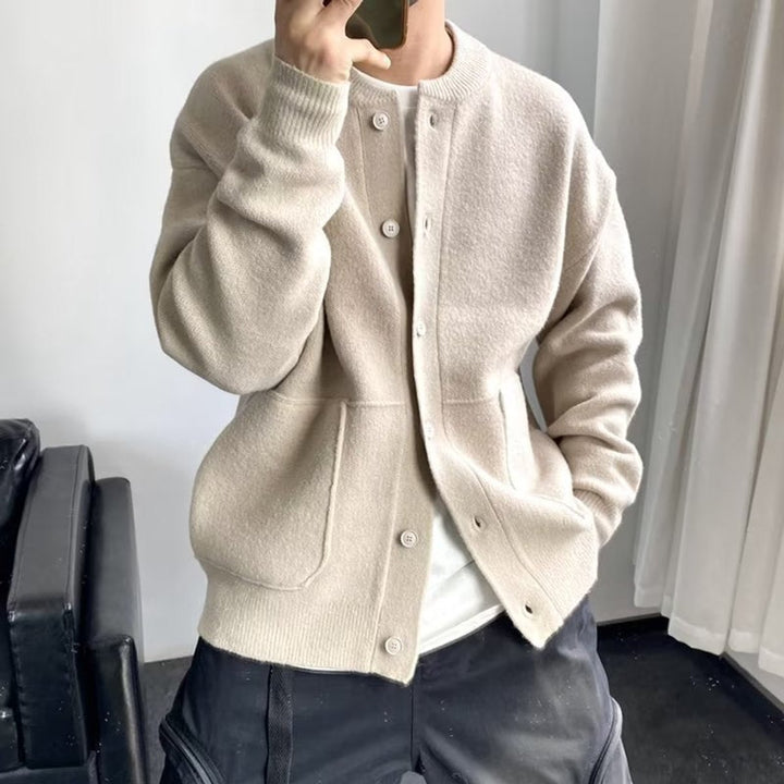 Heren Cardigan Gebreide Knoop Vest Casual Relaxed Fit - Beige