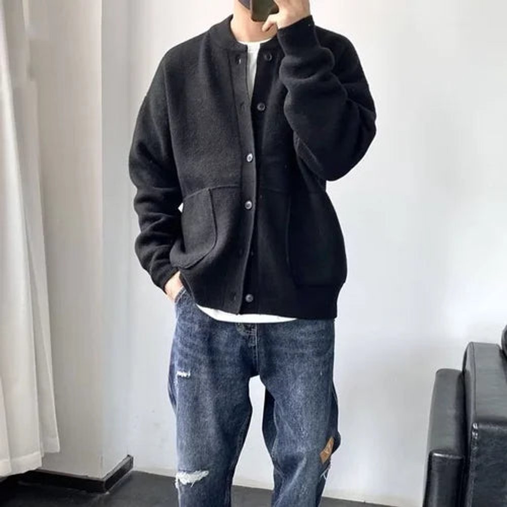 Heren Cardigan Gebreide Knoop Vest Casual Relaxed Fit