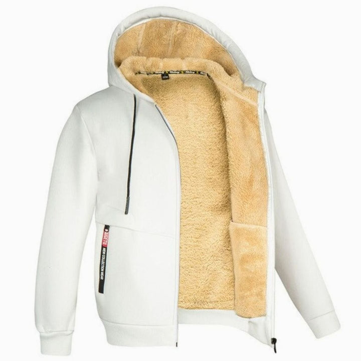 Heren Cardigan Gevoerd Vest met Capuchon Sherpa Voering Rits - Wit