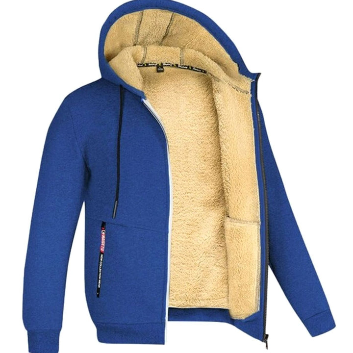 Heren Cardigan Gevoerd Vest met Capuchon Sherpa Voering Rits - Koningsblauw