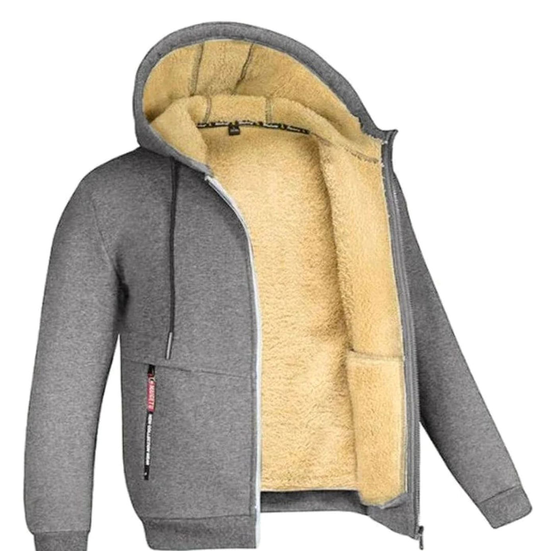 Heren Cardigan Gevoerd Vest met Capuchon Sherpa Voering Rits - Grijs