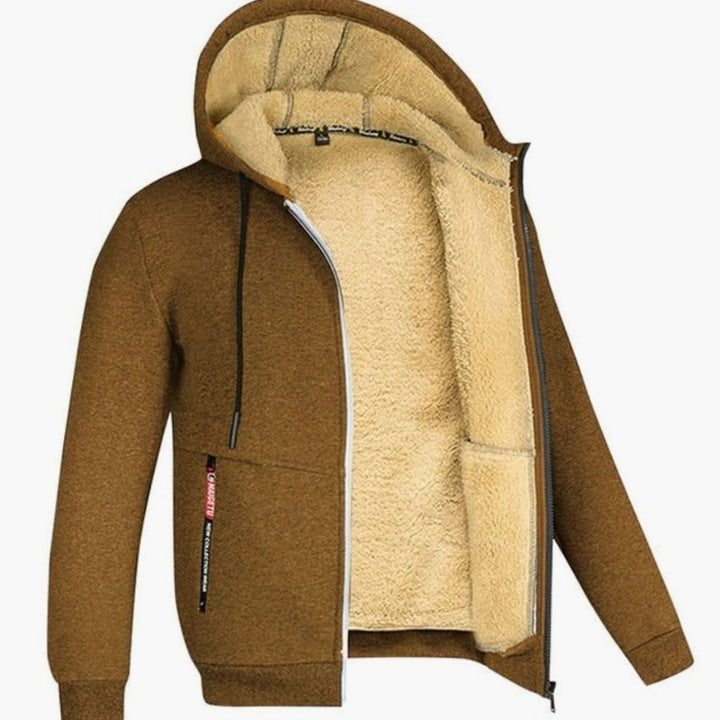 Heren Cardigan Gevoerd Vest met Capuchon Sherpa Voering Rits - Bruin