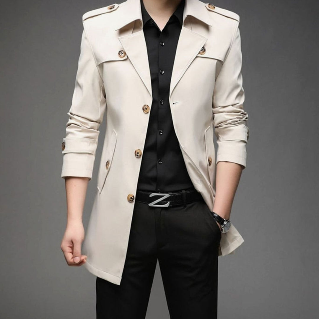 Heren Cardigan Stijlvolle Trenchcoat Slim-Fit Bovenkleding - Beige