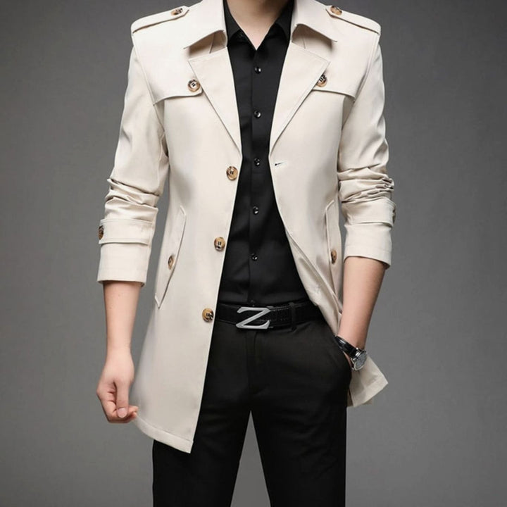 Heren Cardigan Stijlvolle Trenchcoat Slim-Fit Bovenkleding - Beige