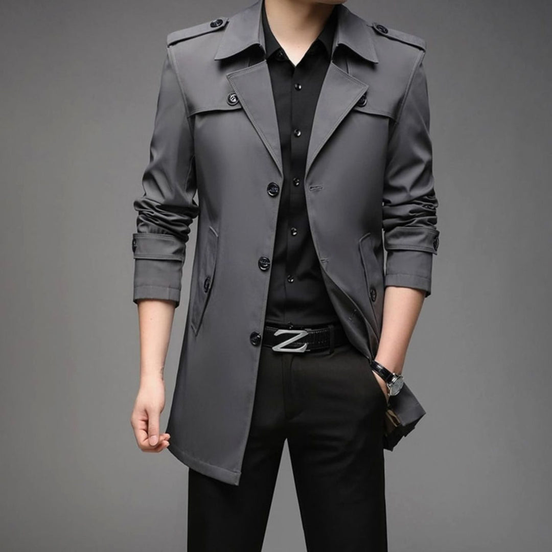 Heren Cardigan Stijlvolle Trenchcoat Slim-Fit Bovenkleding - Donkergrijs