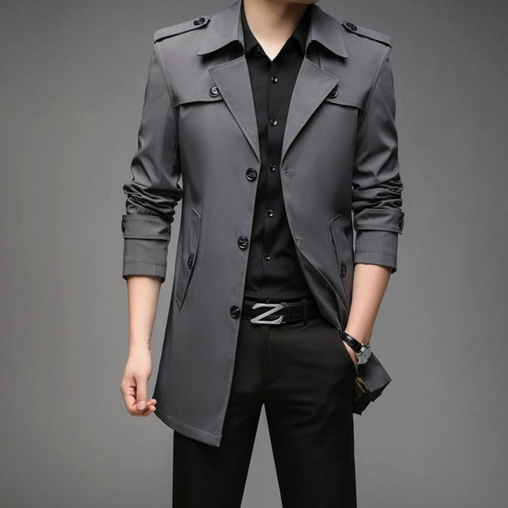 Heren Cardigan Stijlvolle Trenchcoat Slim-Fit Bovenkleding - Donkergrijs