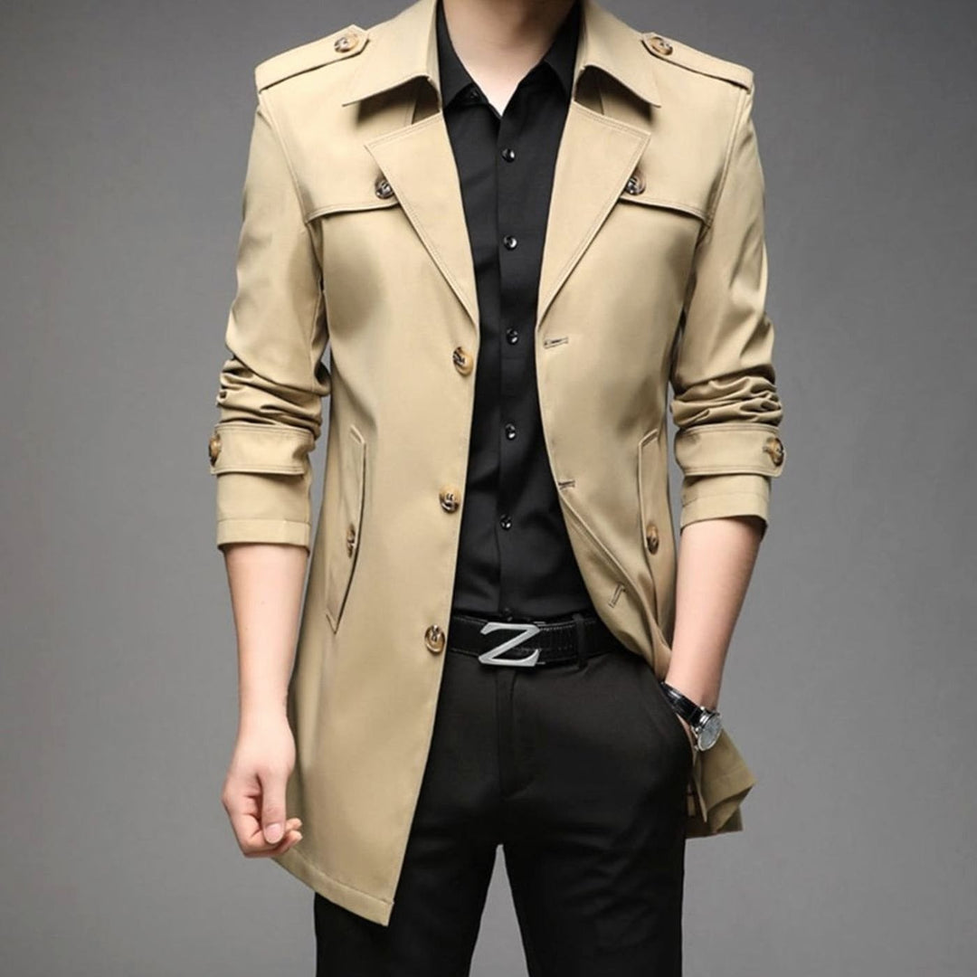 Heren Cardigan Stijlvolle Trenchcoat Slim-Fit Bovenkleding - Khaki