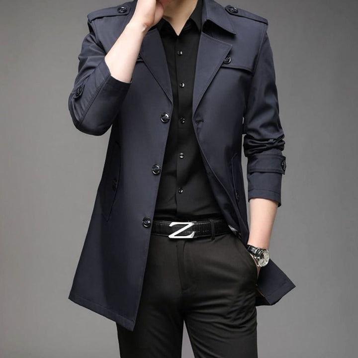 Heren Cardigan Stijlvolle Trenchcoat Slim-Fit Bovenkleding - Marineblauw