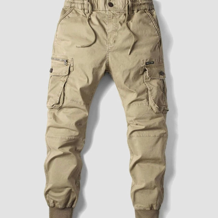 Heren Cargo Jogger Broek Elastische Taille Ribgebreide Enkelboorд - Khaki