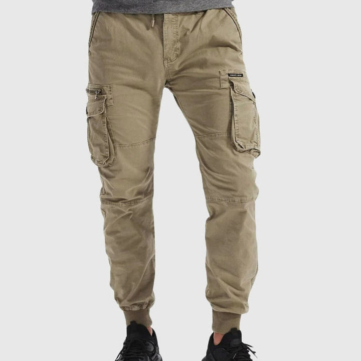 Heren Cargo Jogger Broek Elastische Taille Ribgebreide Enkelboorд
