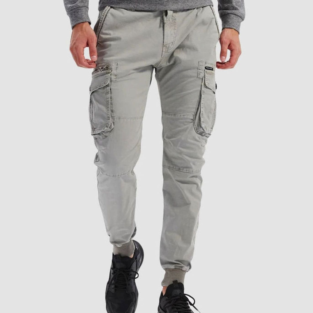 Heren Cargo Jogger Broek Elastische Taille Ribgebreide Enkelboorд