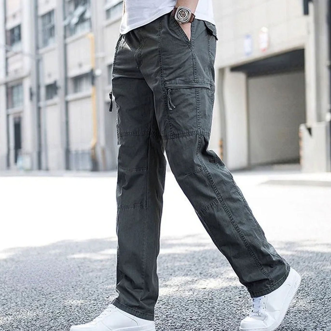 Heren Cargo Pantalon met Elastische Taille en Stretchstof - Legergroen