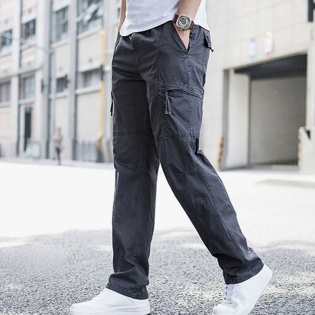 Heren Cargo Pantalon met Elastische Taille en Stretchstof - Marineblauw