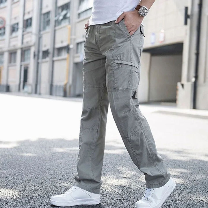 Heren Cargo Pantalon met Elastische Taille en Stretchstof - Grijs