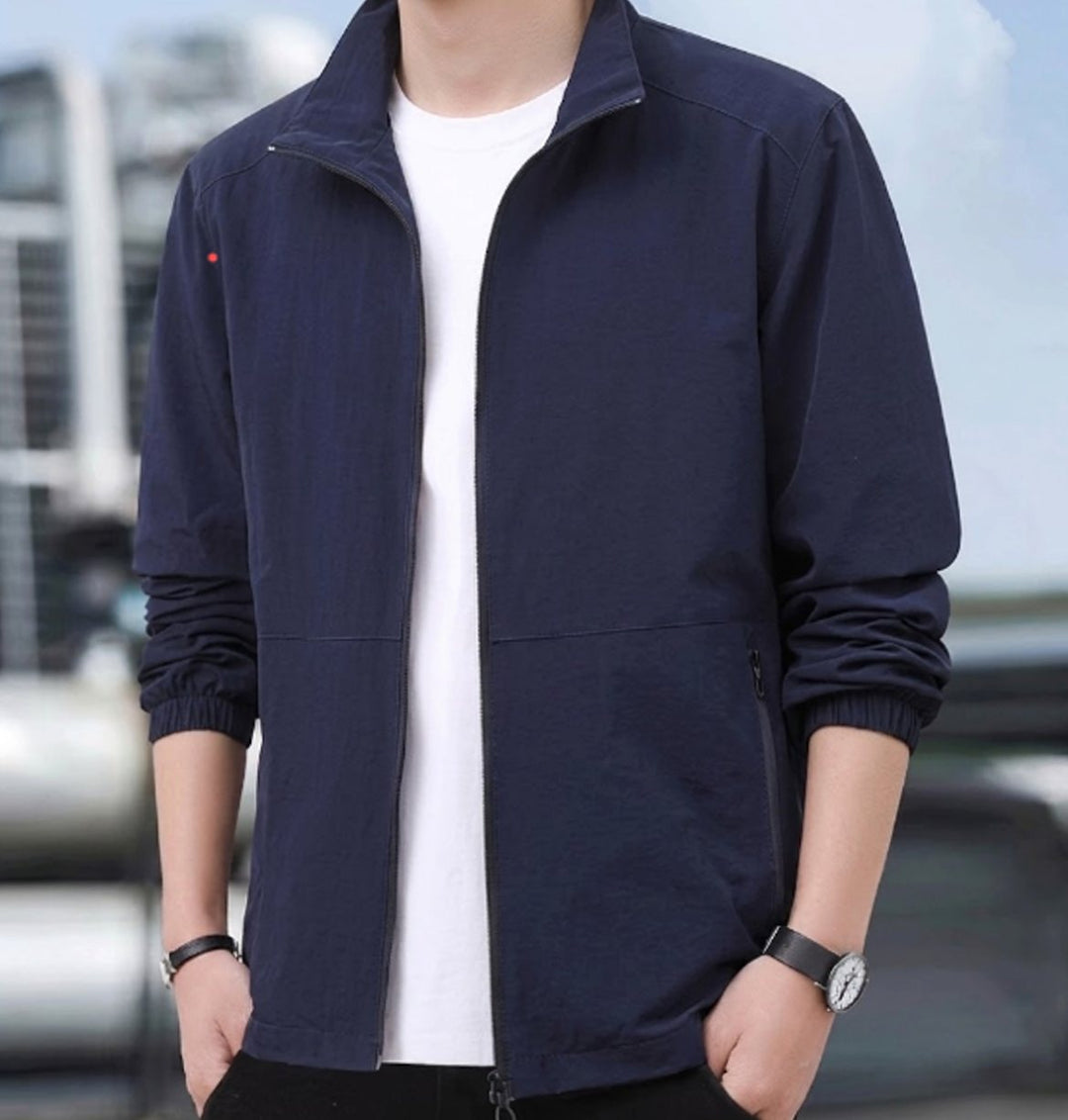 Heren Casual Bomberjack Opstaande Kraag Ritssluiting Tussenjas - Blauw