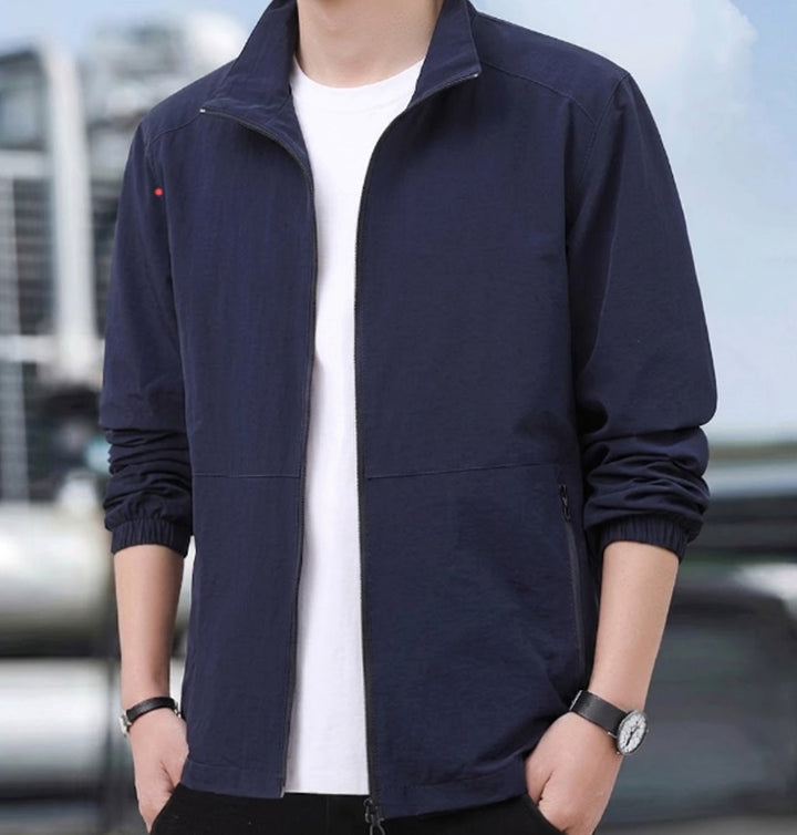 Heren Casual Bomberjack Opstaande Kraag Ritssluiting Tussenjas - Blauw