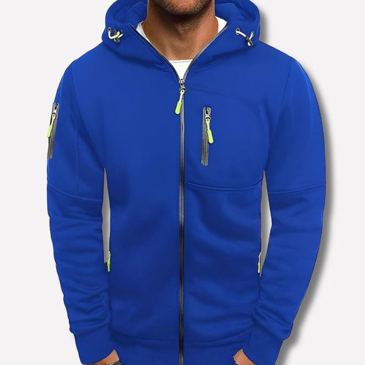 Heren Casual Zip-Up Hoodie met Capuchon en Ritszakken - Blauw