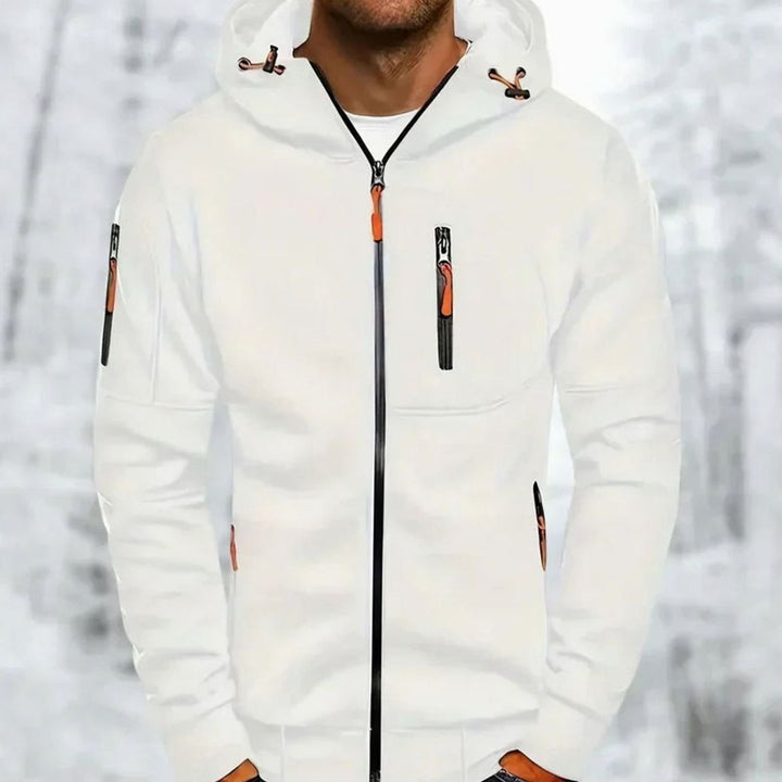 Heren Casual Zip-Up Hoodie met Capuchon en Ritszakken - Wit
