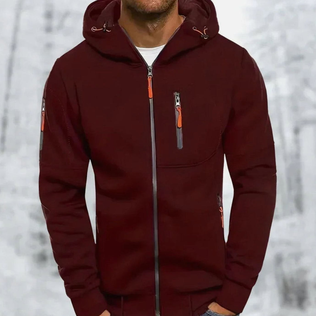 Heren Casual Zip-Up Hoodie met Capuchon en Ritszakken - Rood