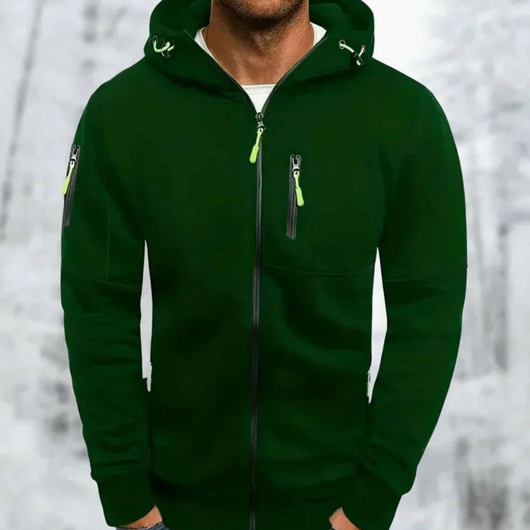 Heren Casual Zip-Up Hoodie met Capuchon en Ritszakken - Groen