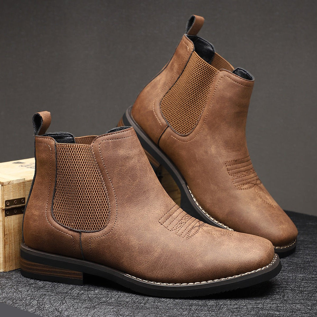 Heren Chelsea Boots Tijdloze Leren Enkellaarzen - Kastanjebruin
