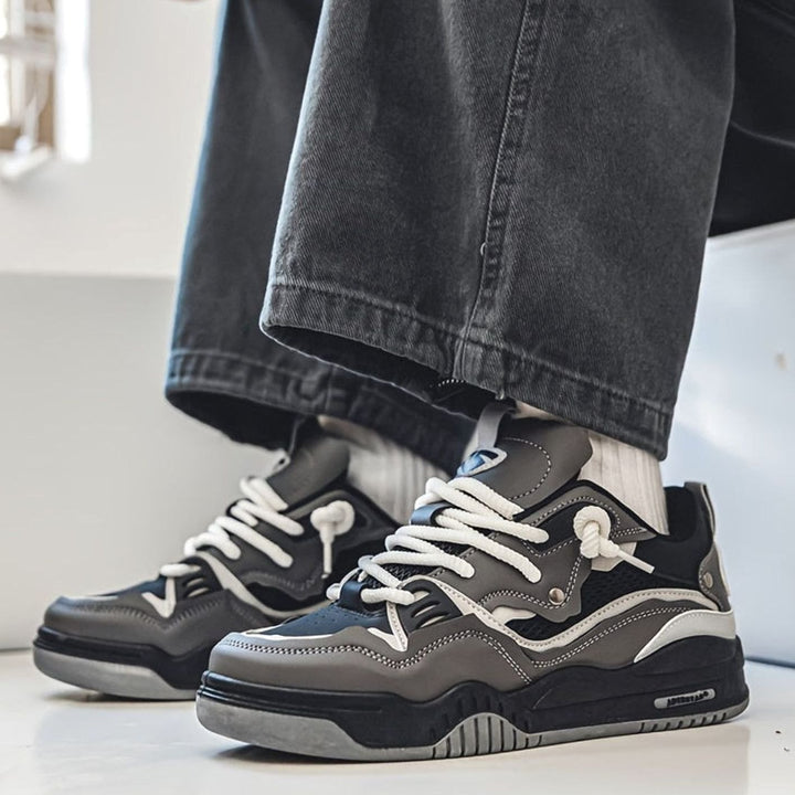 Heren Chunky Lage Sneakers met Dikke Zool en Vetersluiting