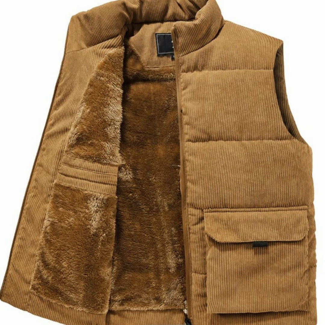 Heren Corduroy Gewatteerde Bodywarmer Fleece Gevoerd Wintervest