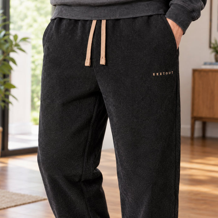 Heren Corduroy Relaxed-Fit Rechte Broek met Elastische Taille