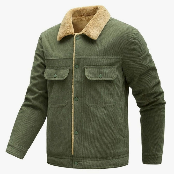 Heren Corduroy Sherpa-gevoerde Regular Fit Knoop Jasje met Zakken