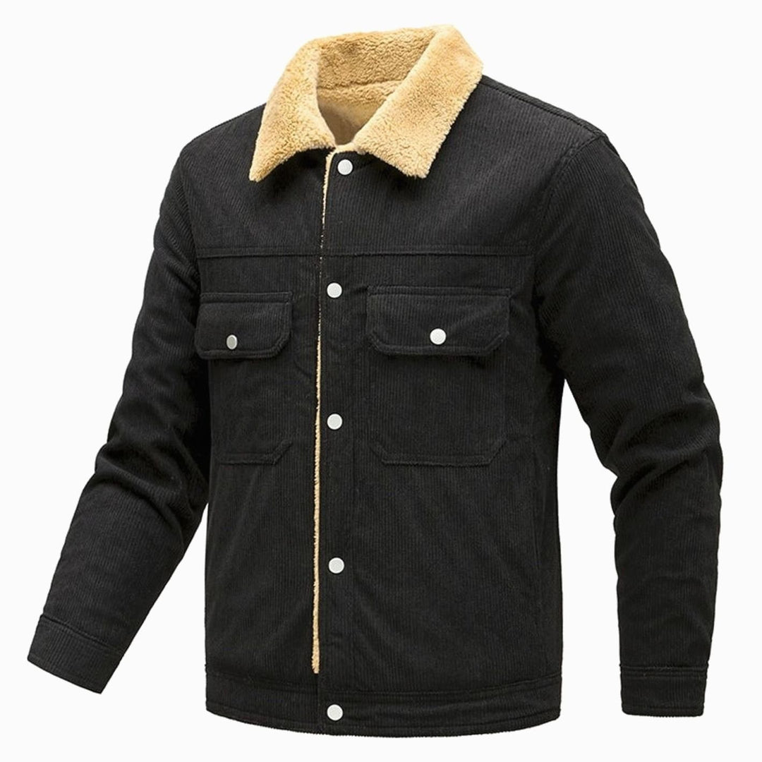 Heren Corduroy Sherpa-gevoerde Regular Fit Knoop Jasje met Zakken