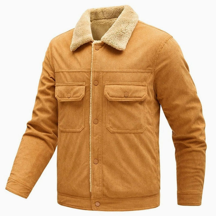 Heren Corduroy Sherpa-gevoerde Regular Fit Knoop Jasje met Zakken