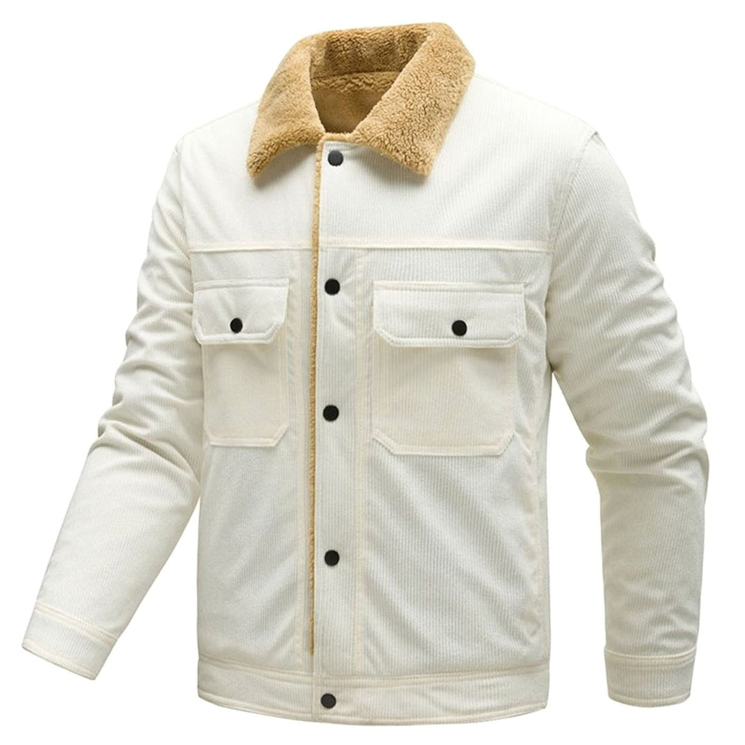 Heren Corduroy Sherpa-gevoerde Regular Fit Knoop Jasje met Zakken