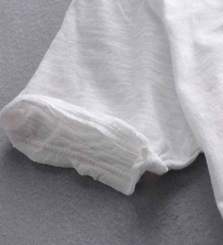 Heren Diepe V-hals Katoenen T-shirt met Korte Mouwen