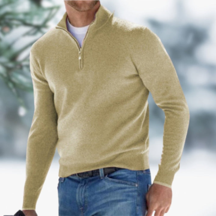 Heren Fijngebreide Quarter-Zip Mens Knit Sweater Pullover
