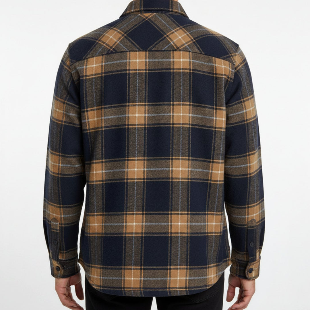 Heren Flanellen Geruit Overhemd met Button-Down Kraag