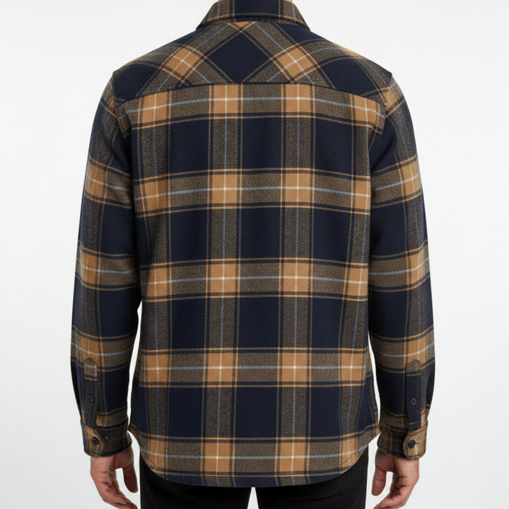 Heren Flanellen Geruit Overhemd met Button-Down Kraag