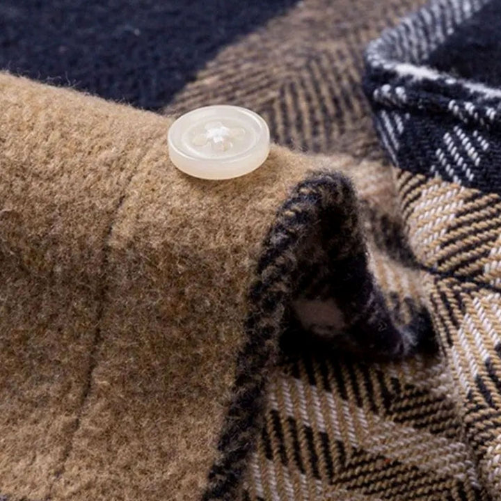 Heren Flanellen Geruit Overhemd met Button-Down Kraag