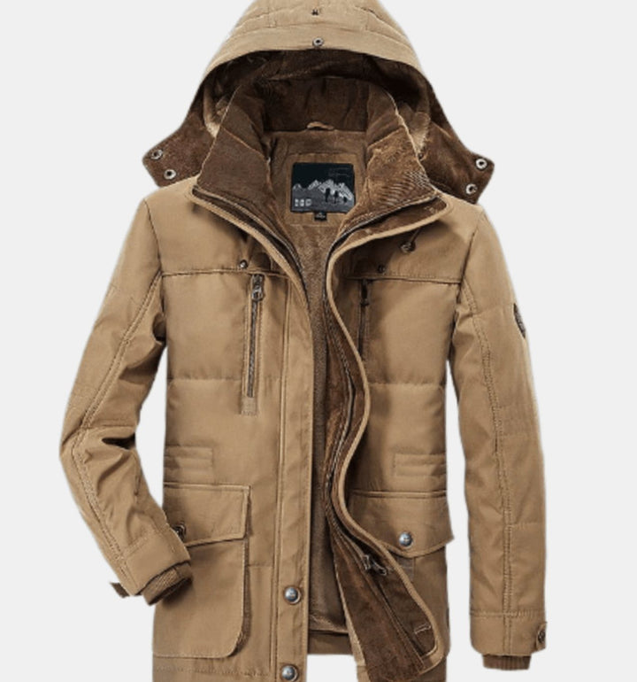 Heren Fleece Gevoerde Winterjas met Afneembare Capuchon